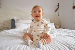 Baby Body kurzarm - Bio Baumwolle, Punkte, Weiß