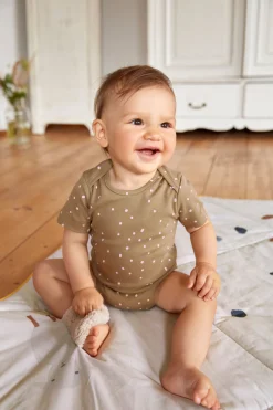 Baby Body kurzarm - Bio Baumwolle, Punkte, Gelb
