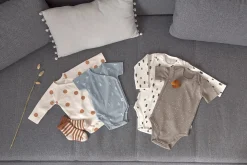 Baby Body kurzarm - Bio Baumwolle, Blocks, Hellblau
