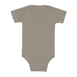 Baby Body kurzarm - Bio Baumwolle, Streifen, Grau meliert