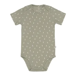 Baby Body kurzarm - Bio Baumwolle, Striche, Oliv