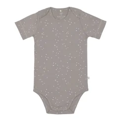 Baby Body kurzarm - Bio Baumwolle, Punkte, Taupe