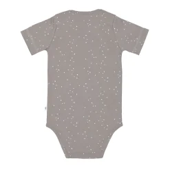 Baby Body kurzarm - Bio Baumwolle, Punkte, Taupe