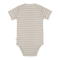 Baby Body kurzarm - Bio Baumwolle, Streifen, Grau