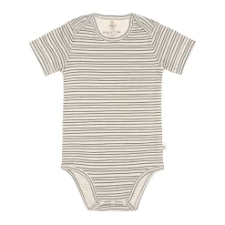 Baby Body kurzarm - Bio Baumwolle, Streifen, Grau