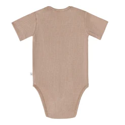 Baby Body Kurzarm - gerippt, Hellbraun
