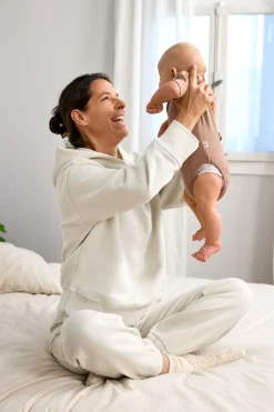 Baby Body Kurzarm - gerippt, Hellbraun