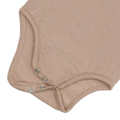 Baby Body Kurzarm - gerippt, Hellbraun