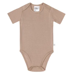 Baby Body Kurzarm - gerippt, Hellbraun