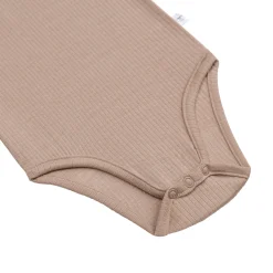 Baby Body Kurzarm - gerippt, Hellbraun