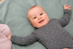 Baby Body langarm - Bio Baumwolle, Punkte, Anthrazit