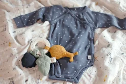 Baby Body langarm - Bio Baumwolle, Dreiecke, Blau