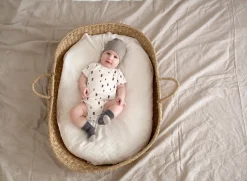 Baby Body langarm - Bio Baumwolle, Rechtecke, Weiß