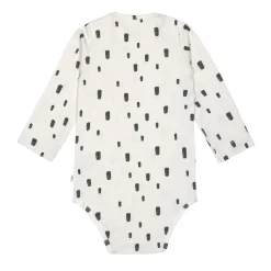 Baby Body langarm - Bio Baumwolle, Rechtecke, Weiß