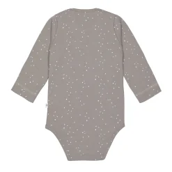 Baby Body langarm - Bio Baumwolle, Punkte, Taupe