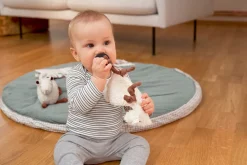Baby Body langarm - Bio Baumwolle, Streifen, Grau