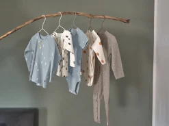 Baby Body langarm - Bio Baumwolle, Blocks, Hellblau
