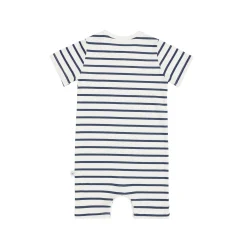 Baby Jumpsuit - Bio Baumwolle, Hund, Blau weiß