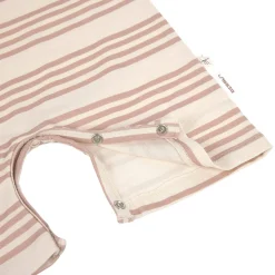 Baby Jumpsuit - Bio Baumwolle, Streifen, Beige