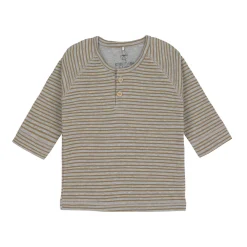 Baby Langarmshirt - Bio Baumwolle, Striped, Grau Mélange