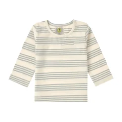 Baby Langarm Shirt - Bio Baumwolle, Streifen Granit Grün