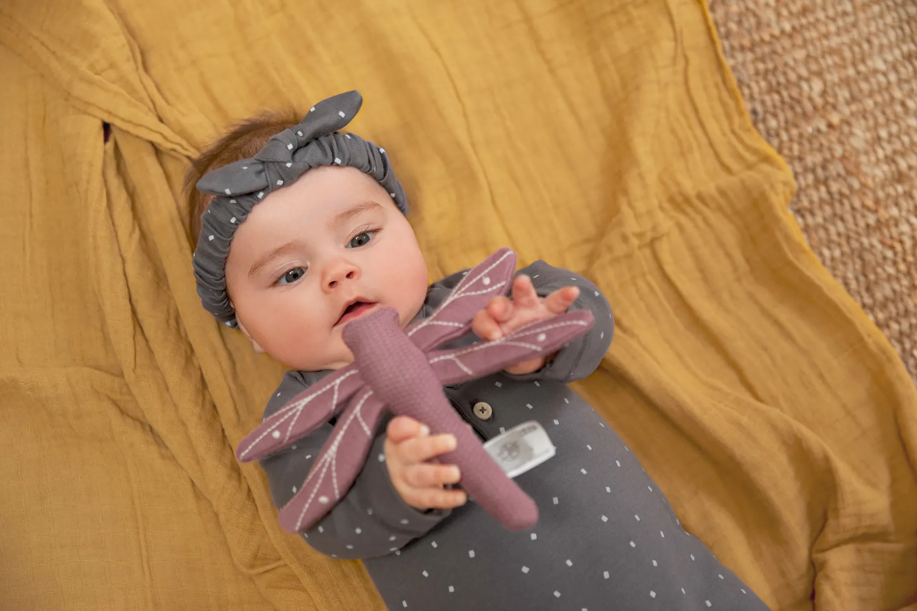 Baby Schlafanzug - Bio Baumwolle, Spots, Anthrazit