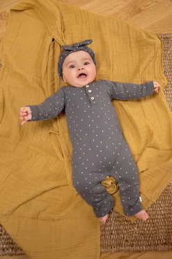 Baby Schlafanzug - Bio Baumwolle, Spots, Anthrazit
