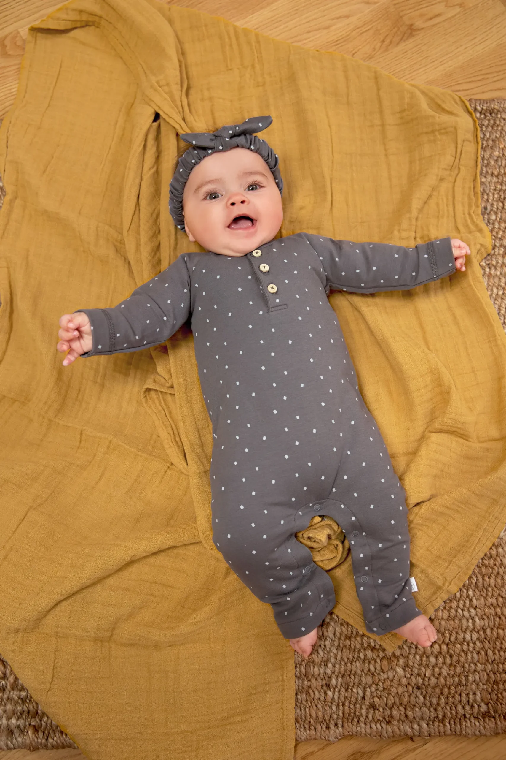 Baby Schlafanzug - Bio Baumwolle, Spots, Anthrazit