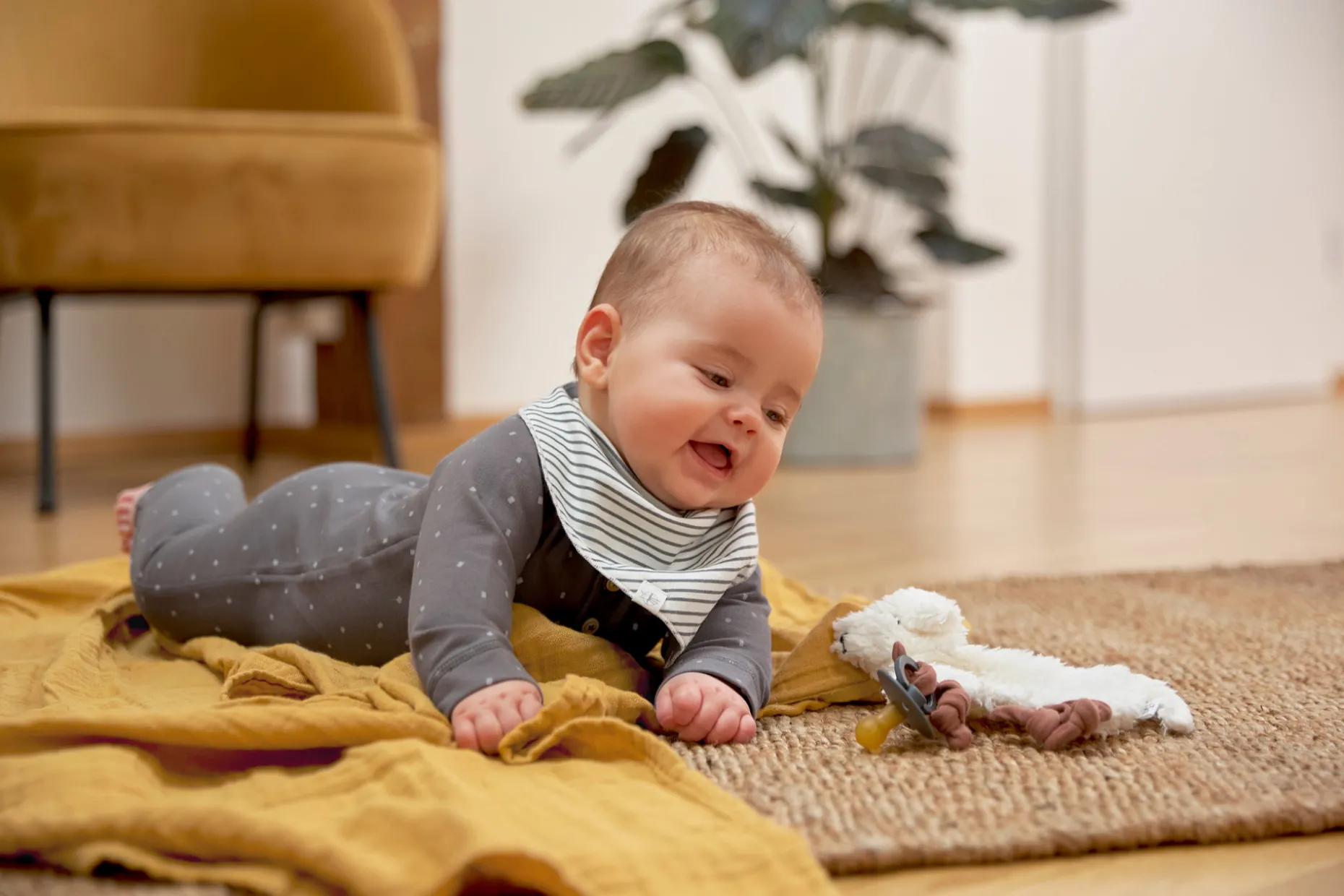 Baby Schlafanzug - Bio Baumwolle, Spots, Anthrazit