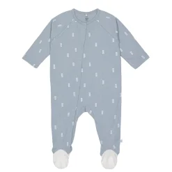 Baby Schlafanzug mit Füßen - Bio Baumwolle, Blocks, Hellblau