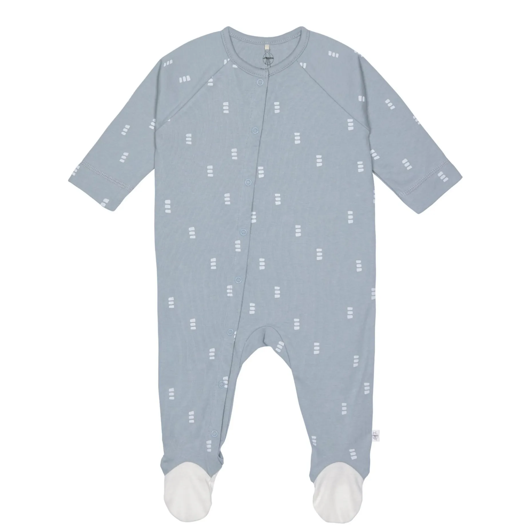 Baby Schlafanzug mit Füßen - Bio Baumwolle, Blocks, Hellblau