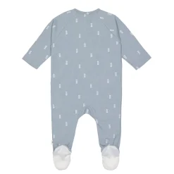 Baby Schlafanzug mit Füßen - Bio Baumwolle, Blocks, Hellblau