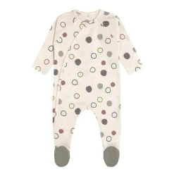 Baby Schlafanzug mit Füßen - Bio Baumwolle, Circles, Weiß