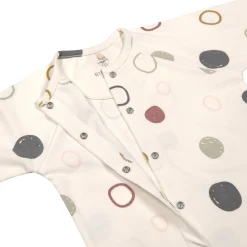 Baby Schlafanzug mit Füßen - Bio Baumwolle, Circles, Weiß
