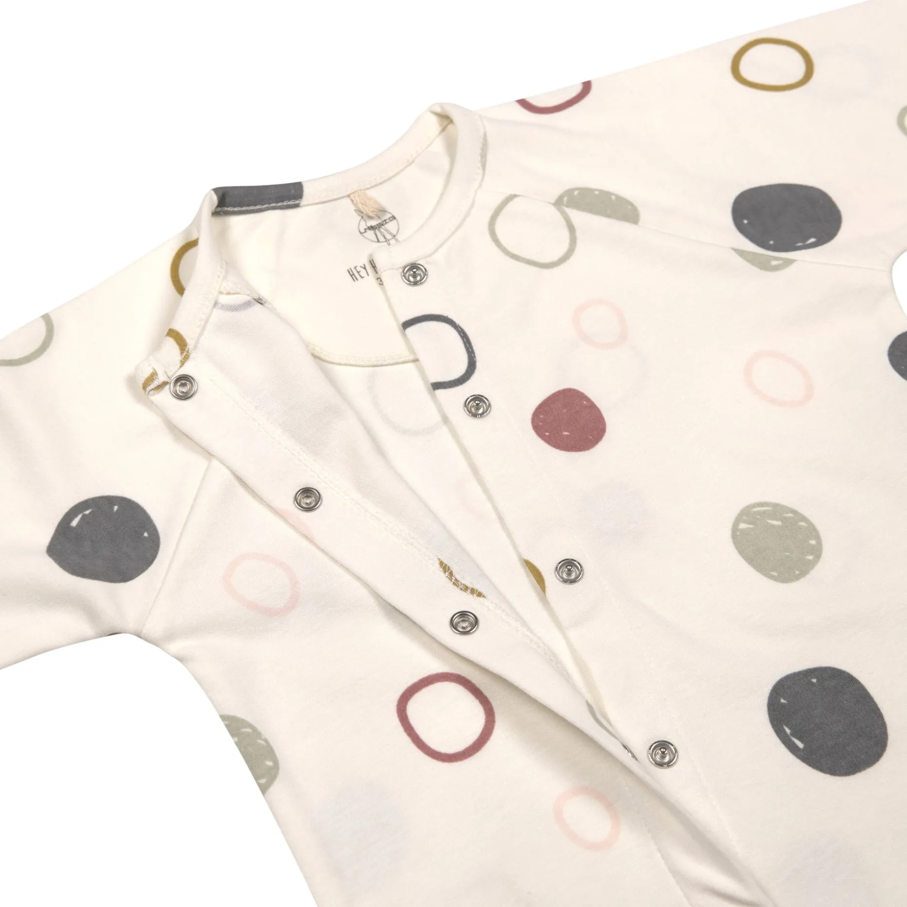 Baby Schlafanzug mit Füßen - Bio Baumwolle, Circles, Weiß