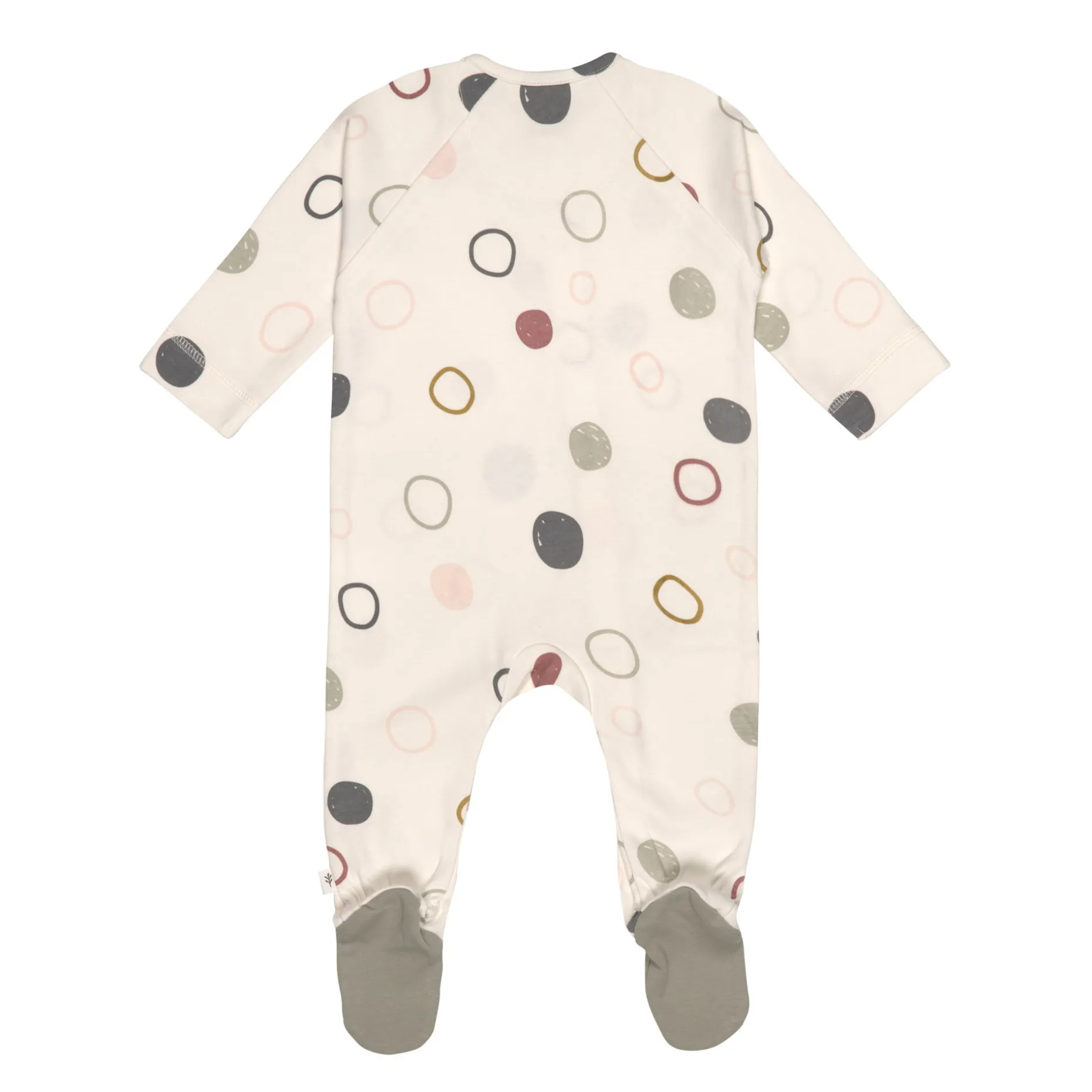 Baby Schlafanzug mit Füßen - Bio Baumwolle, Circles, Weiß