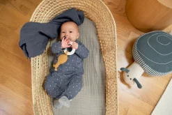 Baby Schlafanzug mit Füßen - Bio Baumwolle, Triangle, Blau