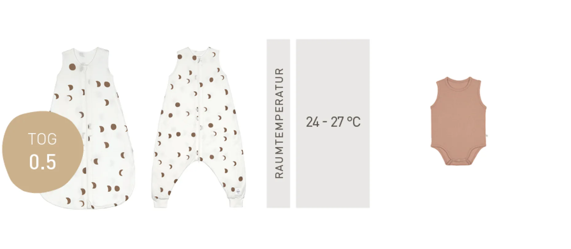 Baby Schlafsack 0,5 TOG - Mond, Milky