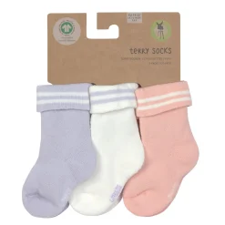 Baby Socken Frottee 3er Set - Little Gang, Gestreift Lila Rosa