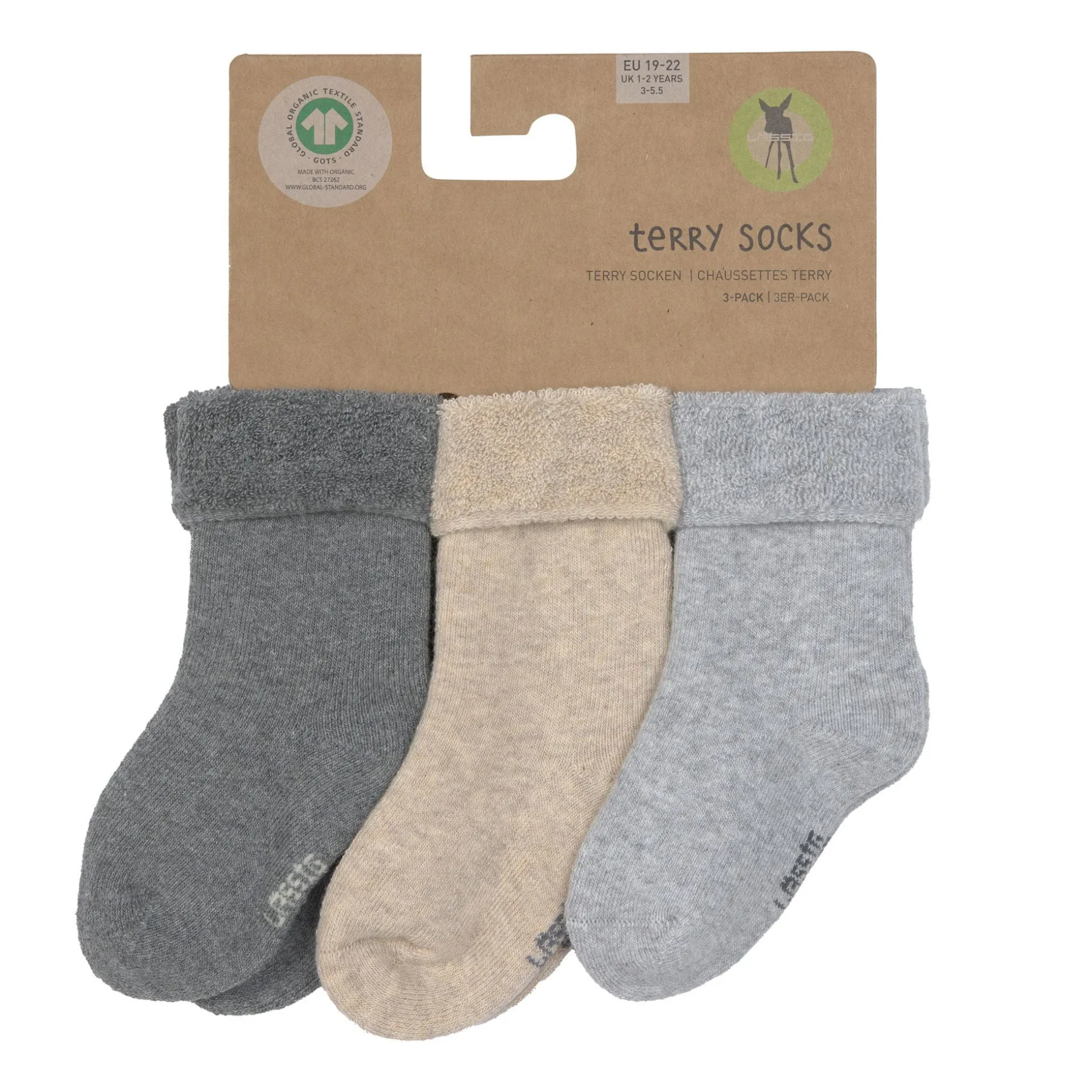 Baby Socken Frottee 3er Set - Little Gang, Grau