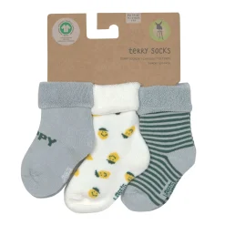 Baby Socken Frottee 3er Set - Little Gang, Zitrone Hellblau
