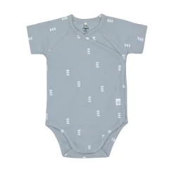 Baby Wickelbody kurzarm - Bio Baumwolle, Blocks, Hellblau