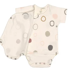 Baby Wickelbody kurzarm - Bio Baumwolle, Kreise, Beige