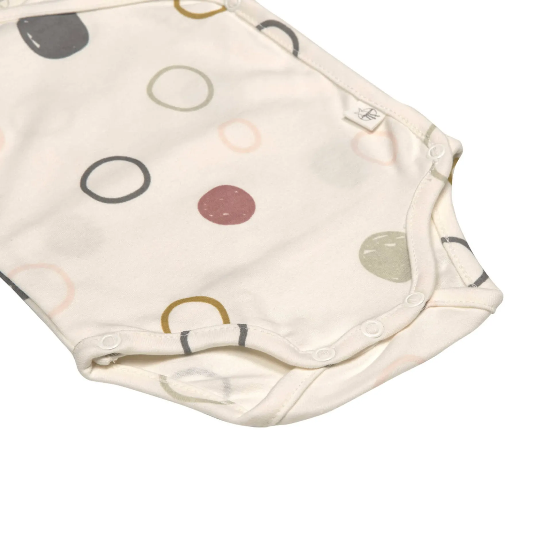 Baby Wickelbody kurzarm - Bio Baumwolle, Kreise, Beige