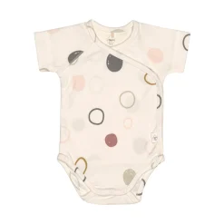 Baby Wickelbody kurzarm - Bio Baumwolle, Kreise, Beige