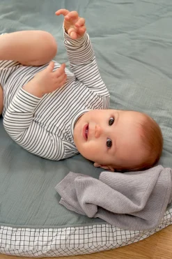 Baby Wickelbody kurzarm - Bio Baumwolle, Streifen, Grau