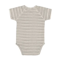 Baby Wickelbody kurzarm - Bio Baumwolle, Streifen, Grau