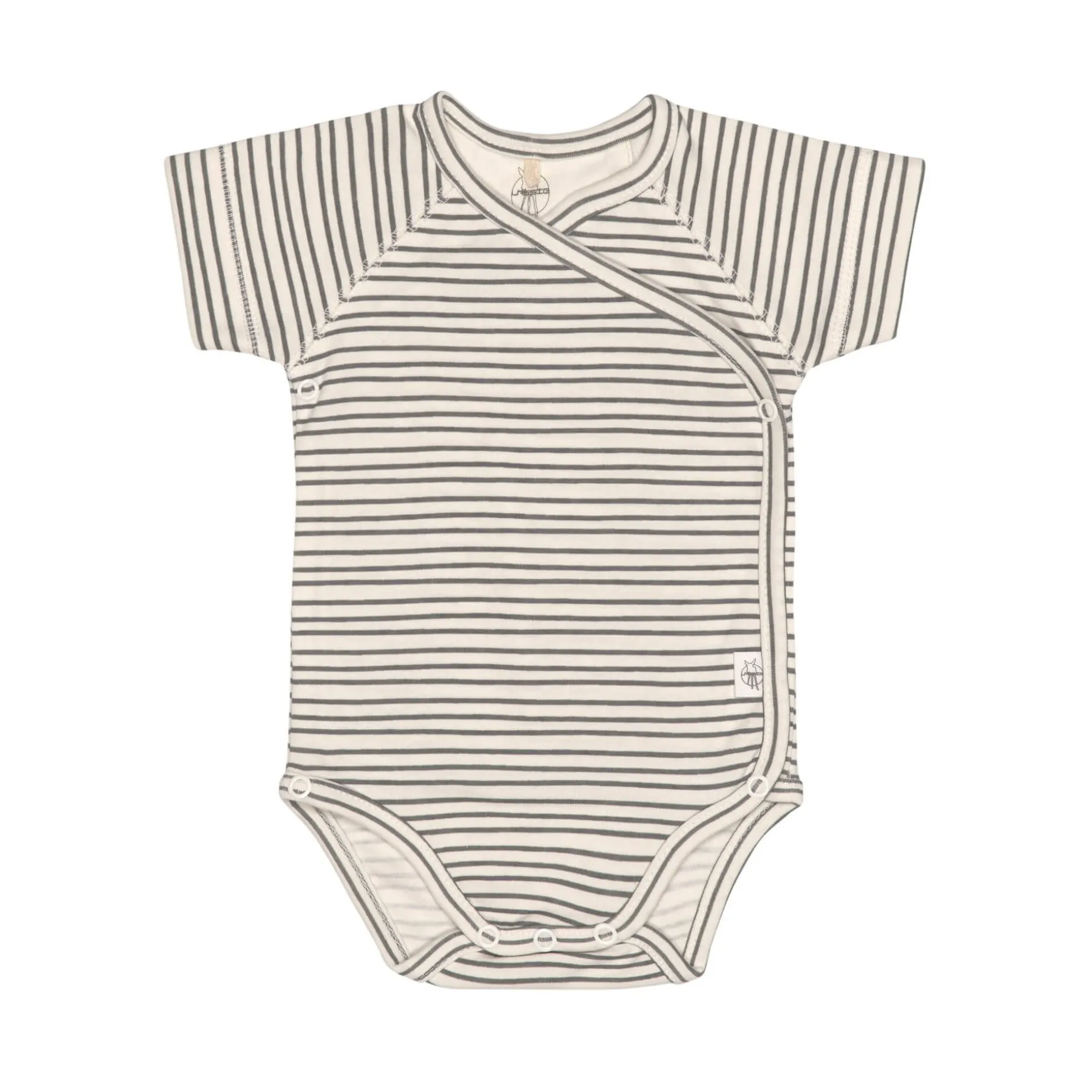 Baby Wickelbody kurzarm - Bio Baumwolle, Streifen, Grau