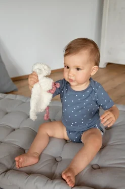 Baby Wickelbody kurzarm - Bio Baumwolle, Dreiecke, Blau
