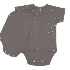 Baby Wickelbody kurzarm - Bio Baumwolle, Punkte, Anthrazit